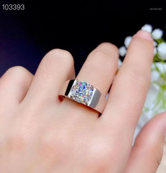 2020 engagement ring shinning moissanite ring for men muscular character real 925 silver party gift roung gem good sparkling15688122, Golden;silver